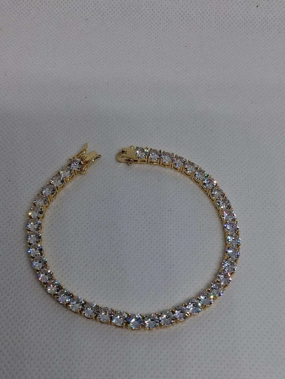 Men's Gold-Tone Tennis Bracelet with Clear Stones